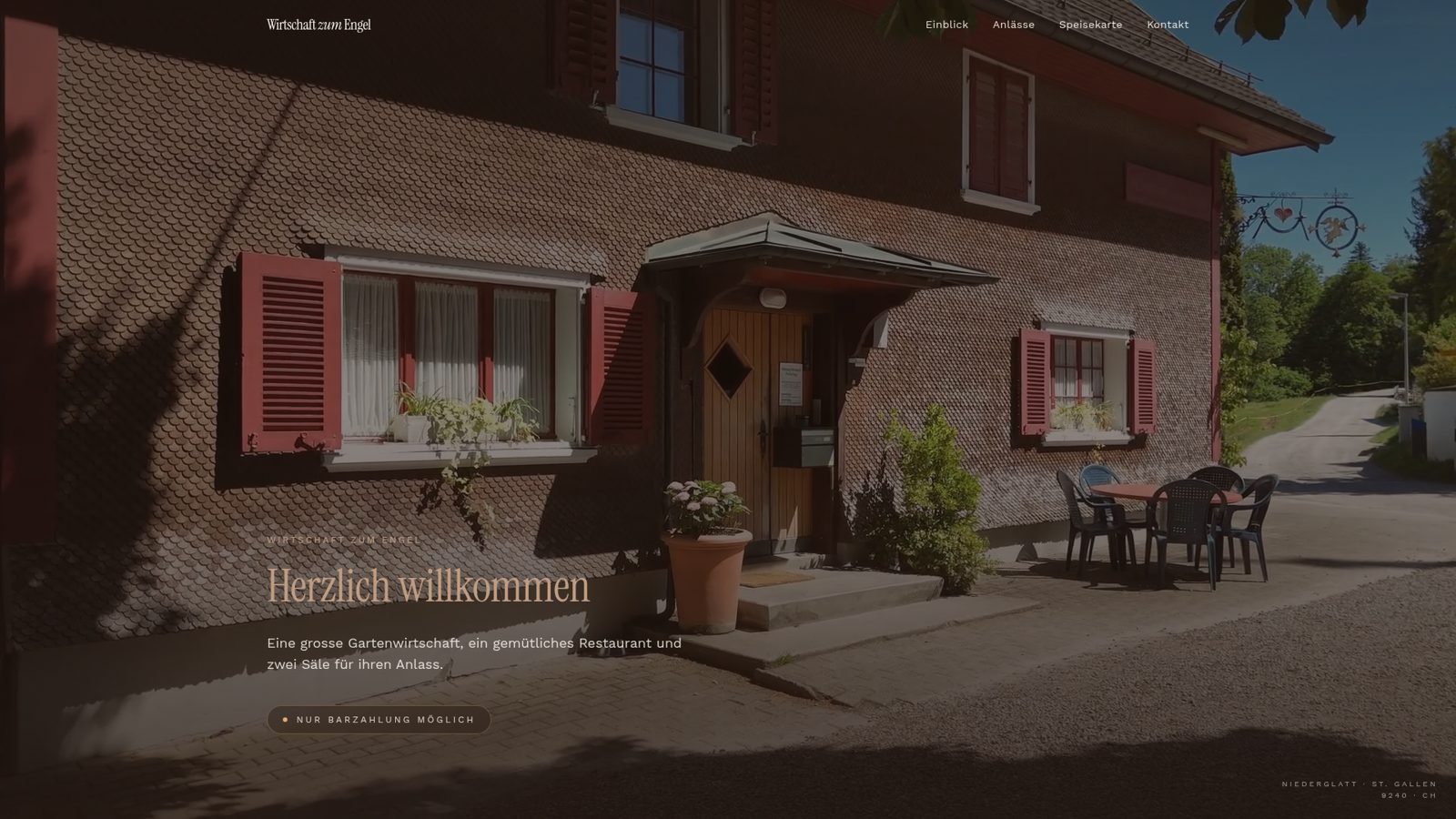 Webseite Wirtschaft zum Engel Niederglatt – gestaltet von DESIMEDIA Film & Voice
